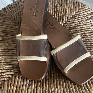 Salvatore Ferragamo Women's Clear and Cream Sandals